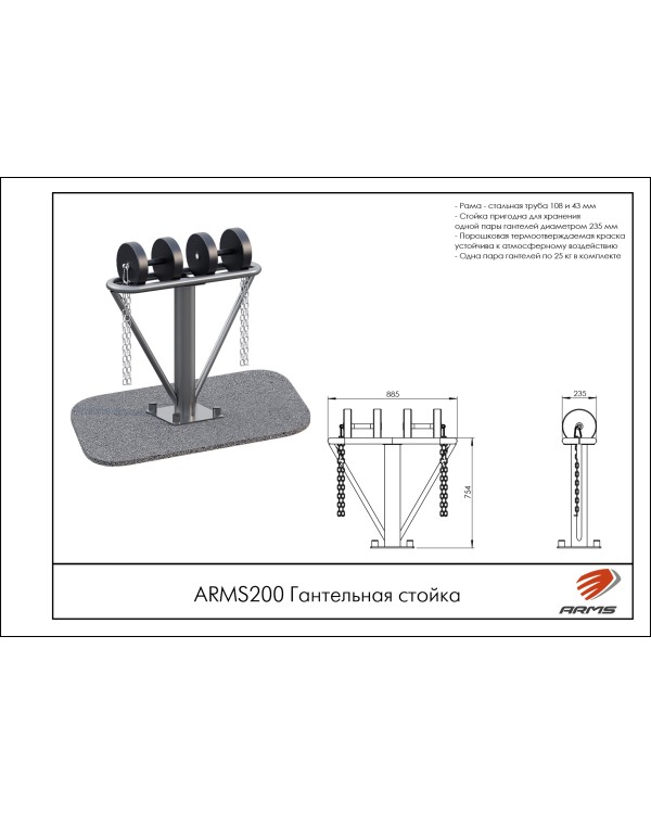ARMS200 Гантельная стойка