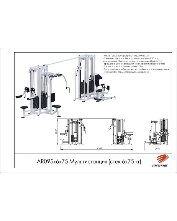 AR095х6х75 Мультистанция (стек 6х75 кг)