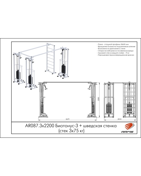 AR087.3х2200 Биотонус-3+шведская стенка