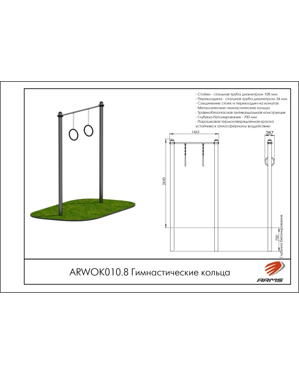 ARWOK010.8 Гимнастические кольца
