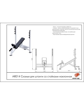 AR014 Скамья для штанги со стойками наклонная-foto2