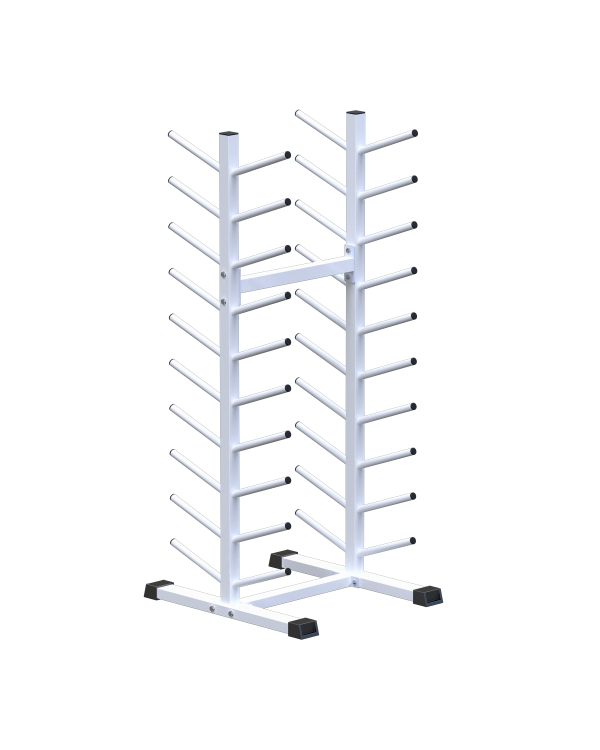 AR025.4 Стойка для бодибаров и грифов 10 уровней двухсторонняя AR025.4 Стойка для бодибаров и грифов 10 уровней двухсторонняя