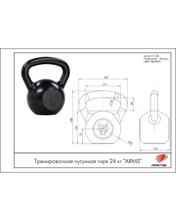 КТ24 тренировочная чугунная гиря 24 кг. ARMS-foto2