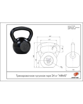КТ24 тренировочная чугунная гиря 24 кг. ARMS-foto2