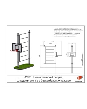AV261 Гимнастический снаряд Шведская стенка с баскетбольным кольцом-foto2