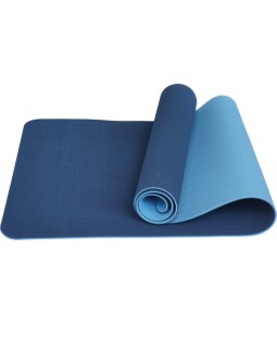 Коврик для йоги и фитнеса TPE 183*61*0.6 см, 2-слойный, сине-голубой