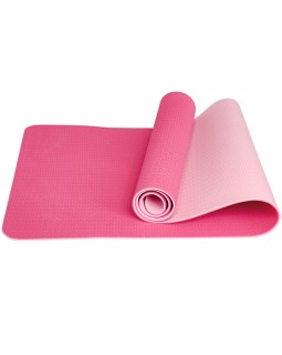 Коврик для йоги и фитнеса TPE 183*61*0.6 см, 2-слойный, розовый