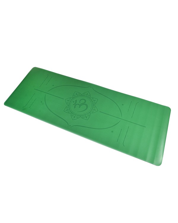 Коврик для йоги и фитнеса PU 183*68*0.4 см, с разметкой, зеленый