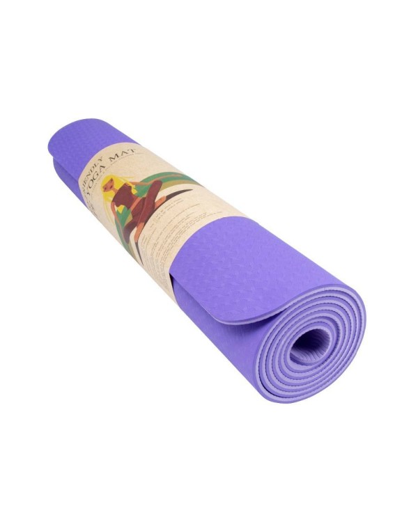 Коврик для йоги и фитнеса TPE 183*61*0.8 см, 2-слойный, сиреневый