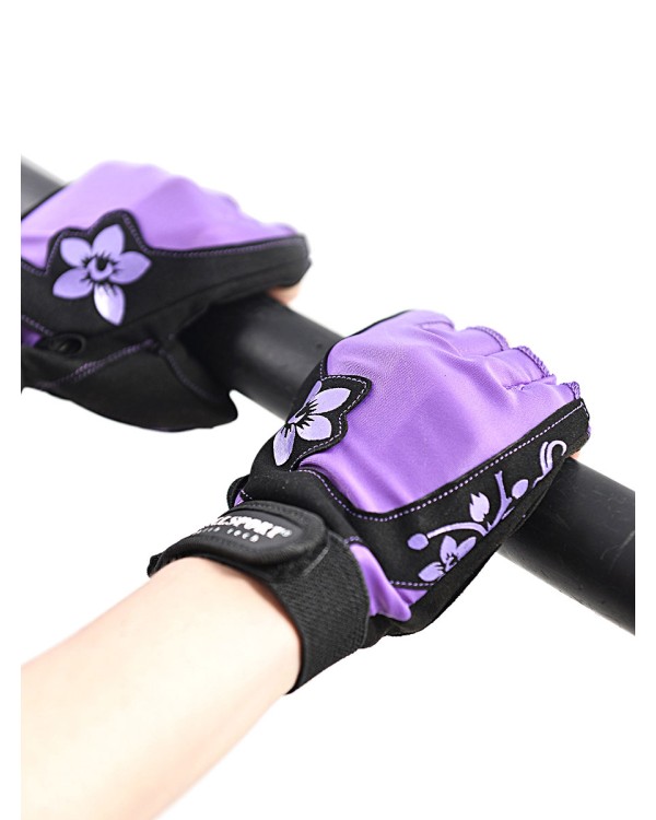 Перчатки для фитнеса женские замшевые X11, черно-фиолетовые (S)