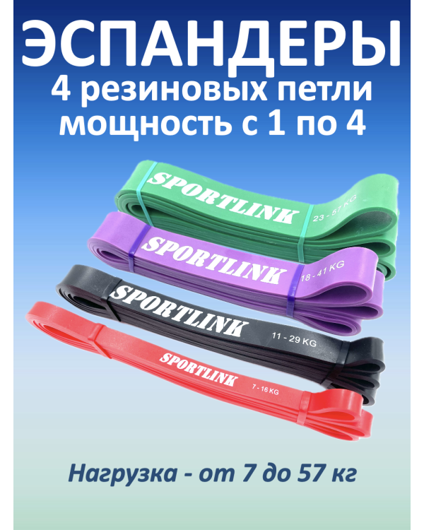 Набор из 4 резиновых петель (7 - 57 кг)