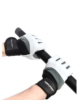 Перчатки для фитнеса мужские кожаные Q10, черно-белые (XXL)