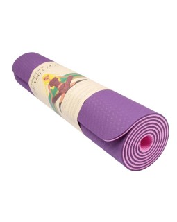 Коврик для йоги и фитнеса TPE 183*61*1 см, 2-слойный, фиолетово-розовый