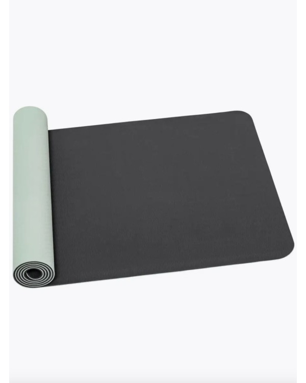 Коврик для йоги и фитнеса TPE 183*61*0.6 см, 2-слойный, мятно-черный